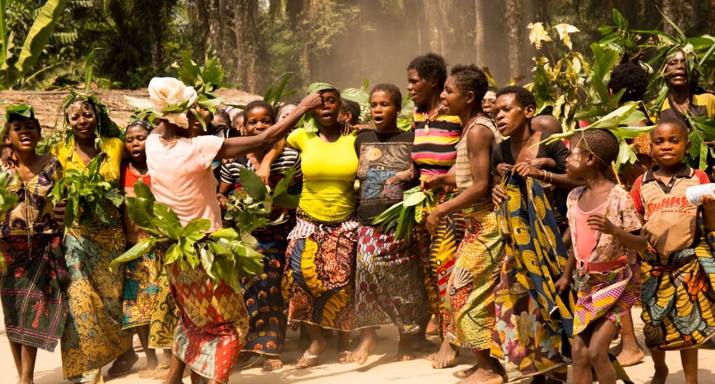 Mbendjele Women (Republic of the Congo) Protesting Poaching Near Their Community, 2015 (Copyright-Gill Conquest)