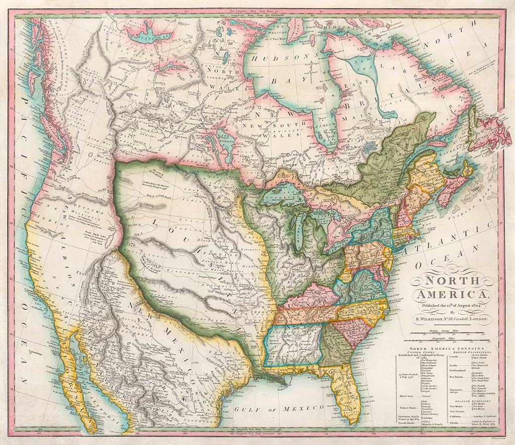 Louisiana Purchase Map  London R Wilkinson 1804 
